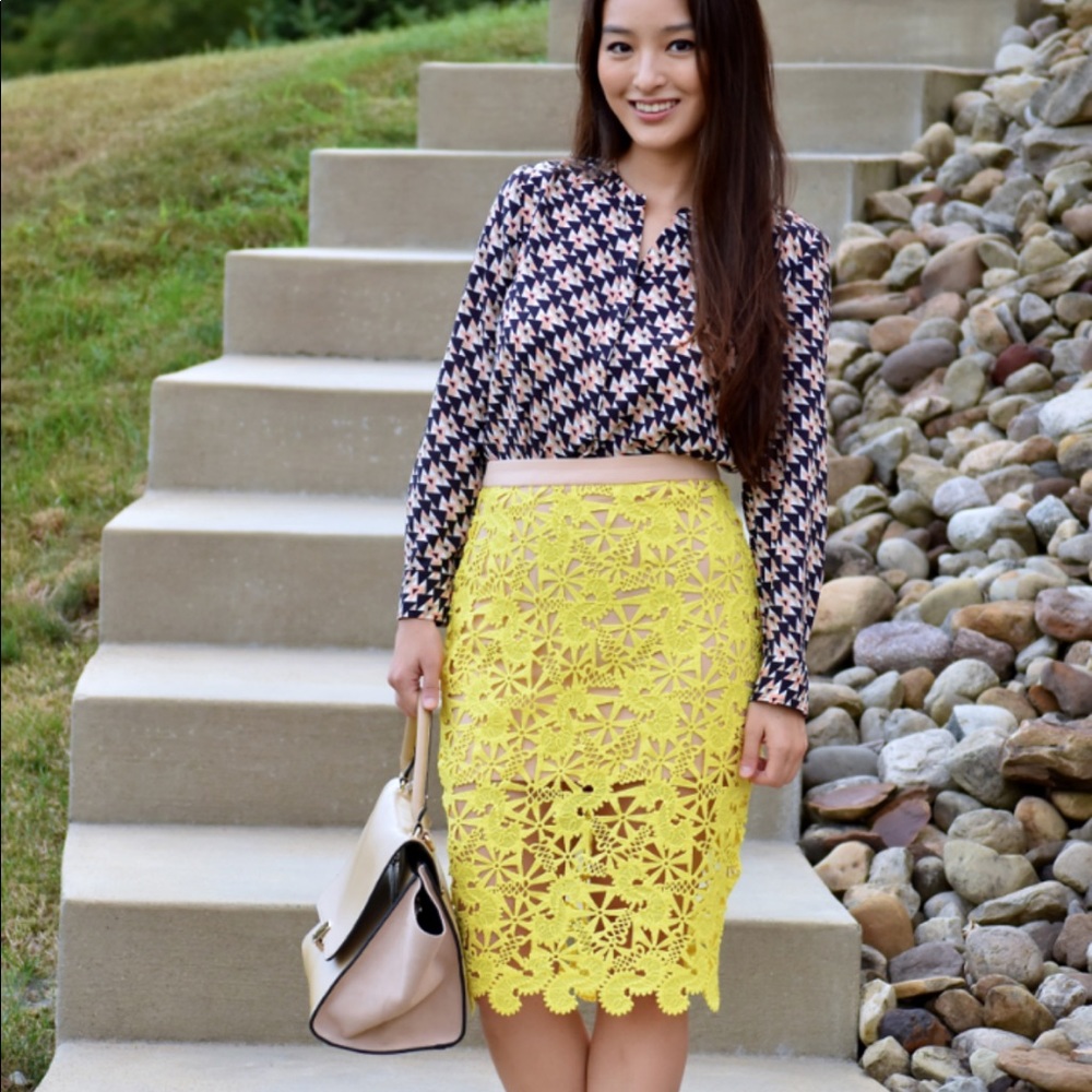 Super cute crochet yellow pencil skirt
